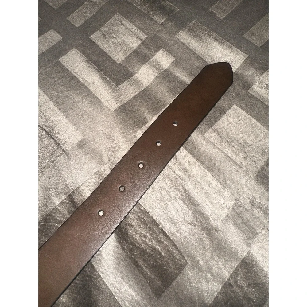 Tommy Hilfiger Belt‎ Mens 36/90 Brown Imitation Leather Silver Buckle Flag Logo